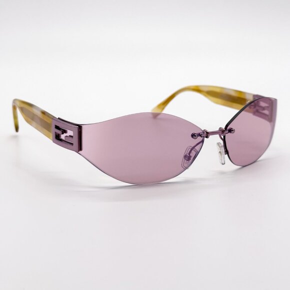 NEW FENDI FE40159U 74Z SUNGLASSES WOMEN OVAL PINK GOLD - Picture 4 of 9